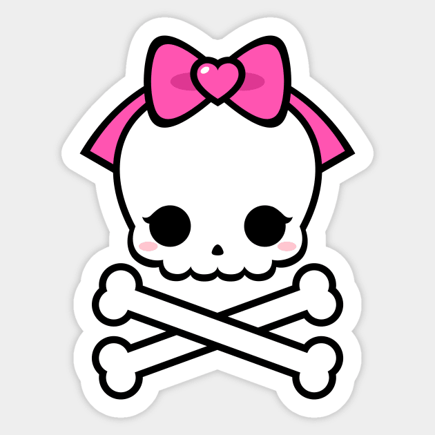 Cute Kawaii Skull and Crossbones Sticker by alien3287